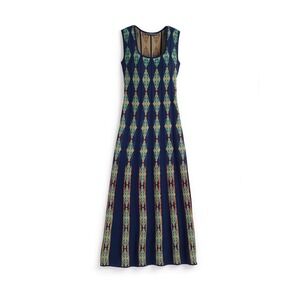 Peruvian Connection Nahla Jacquard Knit Midi Dress Pima Cotton XL Boho Geometric